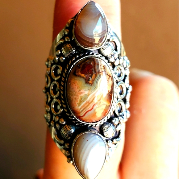 New Botswana Agate 925 Silver Statement Ring. - Picture 1 of 9